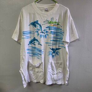 St Martins Puff Paint Vintage Shirt Large XL Graphic Art‎ Pockets